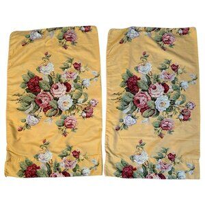 2 VTG Ralph Lauren Home Sophie Brooke Yellow Floral Pillow Cases Standard Set